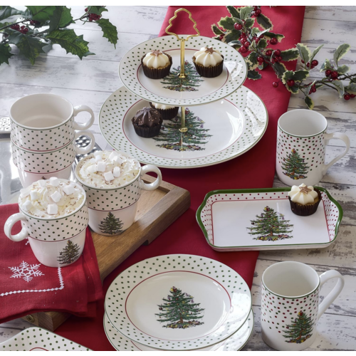 Spode Christmas Tree Polka Dot Two Tiered Server