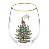Christmas Tree Stemless Wine Glass