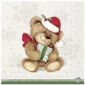 IHR Napkin Lunch Paper Christmas Teddy Cream IHR Napkin Lunch Paper Christmas Teddy Cream