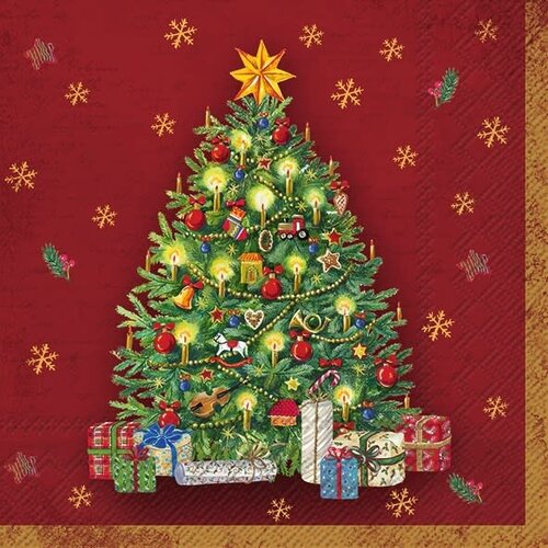IHR Napkin Lunch Paper Festive Tree Red IHR Napkin Lunch Paper Festive Tree Red