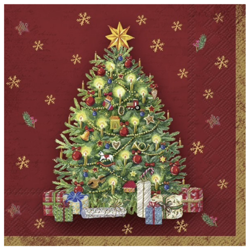 IHR Napkin Lunch Paper Festive Tree Red IHR Napkin Lunch Paper Festive Tree Red