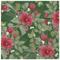 Napkin Lunch Paper Christmas Flowers Green