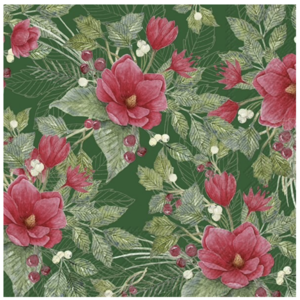 IHR Napkin Lunch Paper Christmas Flowers Green IHR Napkin Lunch Paper Christmas Flowers Green