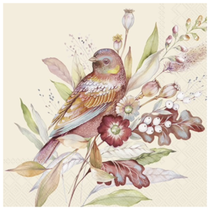 IHR Napkin Cocktail Paper Autumn Meadow Bird