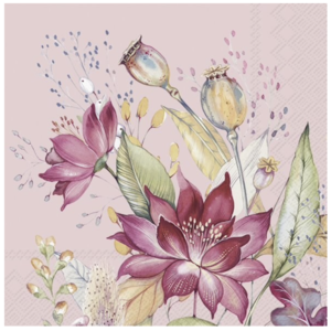 IHR Napkin Cocktail Paper Autumn Meadow Pink