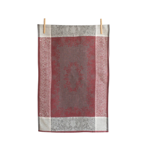 Linenway Tea Towel Majesty Clared Red and Grey Linen