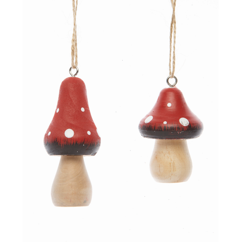 Silver Tree Wood Mushroom Painted Ornament Silver Tree Wood Mushroom Painted Ornament