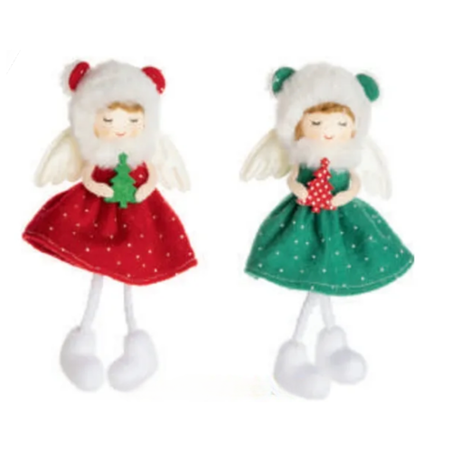 Silver Tree Green and Red Christmas Girl Ornament Silver Tree Green and Red Christmas Girl Ornament