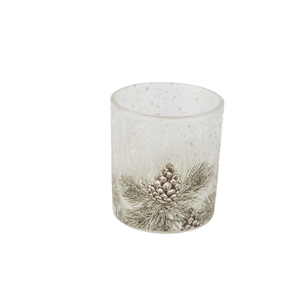 Silver Tree Tealight Holder Frosted Pinecone