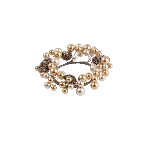 Silver Tree Candle Ring Pinecones and Gold Silver Tree Candle Ring Pinecones and Gold