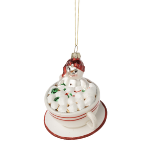 Silver Tree Ornament with Hot Chocolate and Snowman Silver Tree Ornament with Hot Chocolate and Snowman