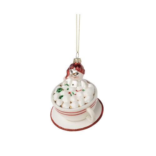 Silver Tree Ornament with Hot Chocolate and Snowman Silver Tree Ornament with Hot Chocolate and Snowman