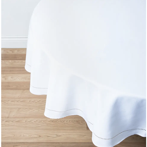 Harman Hemstitch Tablecloth 70 Round White