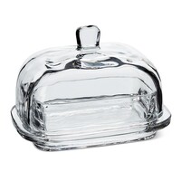 Butter Dish Glass Rounded Shape Large