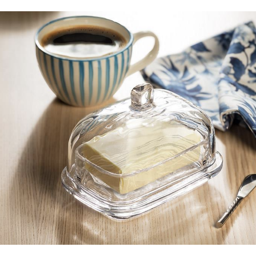 Abbott Butter Dish Glass Rounded Shape Large