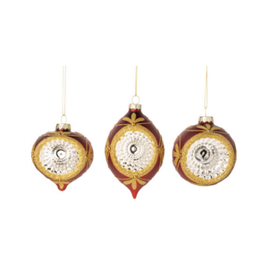 Silver Tree Vintage Matte Red Glass Reflector Ornament