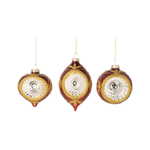 Silver Tree Vintage Matte Red Glass Reflector Ornament Silver Tree Vintage Matte Red Glass Reflector Ornament