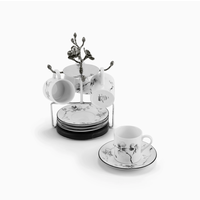 Black Orchid Demitasse Set and Stand