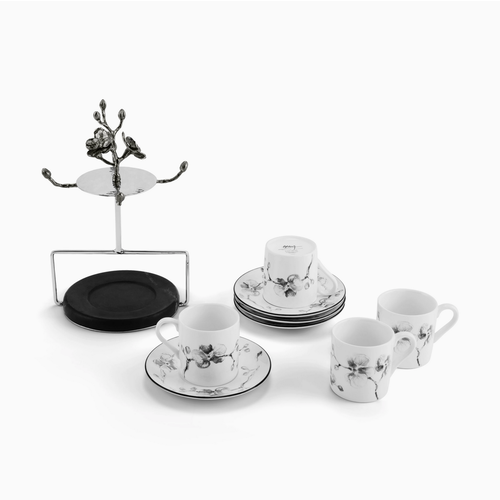 Michael Aram Black Orchid Demitasse Set and Stand