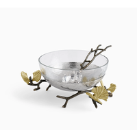 Butterfly Ginkgo Glass Nut Dish with Spoon