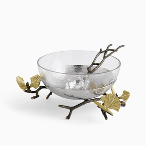 Michael Aram Butterfly Ginkgo Glass Nut Dish with Spoon