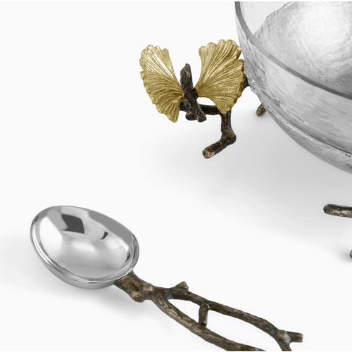 Michael Aram Butterfly Ginkgo Glass Nut Dish with Spoon