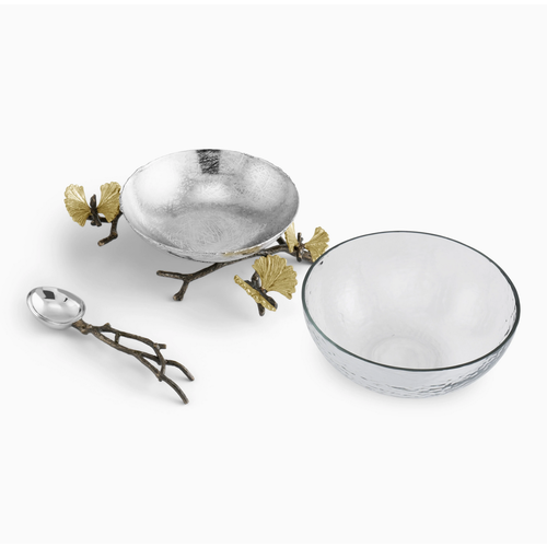 Michael Aram Butterfly Ginkgo Glass Nut Dish with Spoon