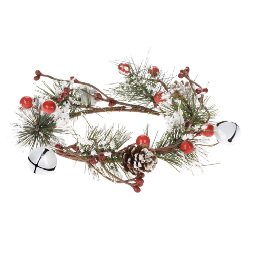 Christmas Tradition Candle Ring with Red Berries and Bells Christmas Tradition Candle Ring with Red Berries and Bells