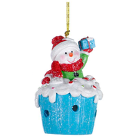 Ornament Snowman Cupcake LED