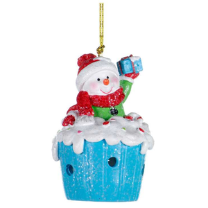 Christmas Tradition Ornament Snowman Cupcake LED Christmas Tradition Ornament Snowman Cupcake LED