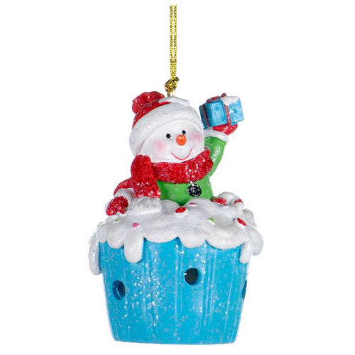 Christmas Tradition Ornament Snowman Cupcake LED Christmas Tradition Ornament Snowman Cupcake LED