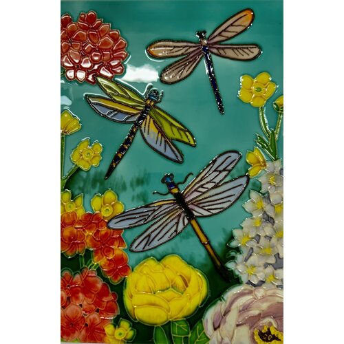 Benaya Handcrafted Art Decor Tile Dragonfly Garden 8 x 12 inches
