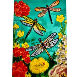 Benaya Handcrafted Art Decor Tile Dragonfly Garden 8 x 12 inches