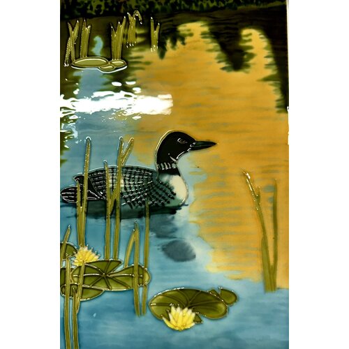 Benaya Handcrafted Art Decor Tile Loon Lake 8 x 12