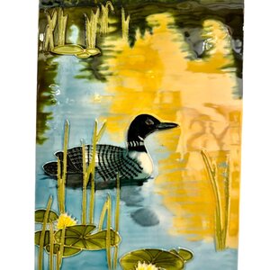 Benaya Handcrafted Art Decor Tile Loon Lake 8 x 12