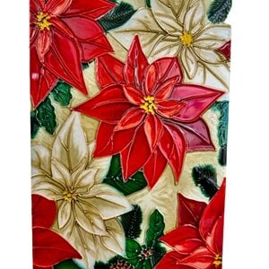 Benaya Handcrafted Art Decor Tile Poinsettia 8 x 12