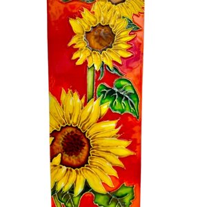 Benaya Handcrafted Art Decor Tile Sunflowers in Sun 6 x 16