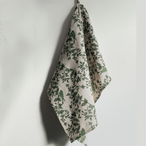 Linenway Tea Towel Giardino Green Leaves Linen