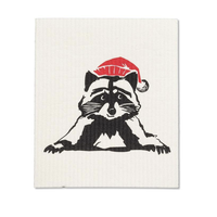 Swedish Cloth Raccoon with a Red Hat