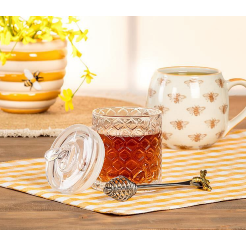 Abbott Honeycomb Jar with Bee on Sealed Lid
