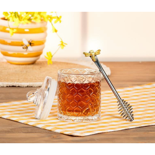 Abbott Honeycomb Jar with Bee on Sealed Lid