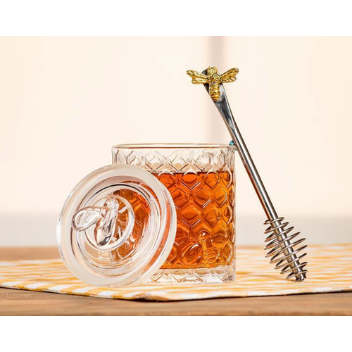 Abbott Honeycomb Jar with Bee on Sealed Lid
