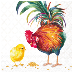IHR Napkin Lunch Paper Rooster and Chick