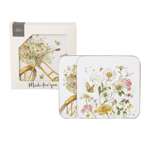 IHR Coasters Flower Bike Set of 4