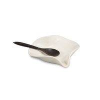 Heart Dish with Tiny Spoon White