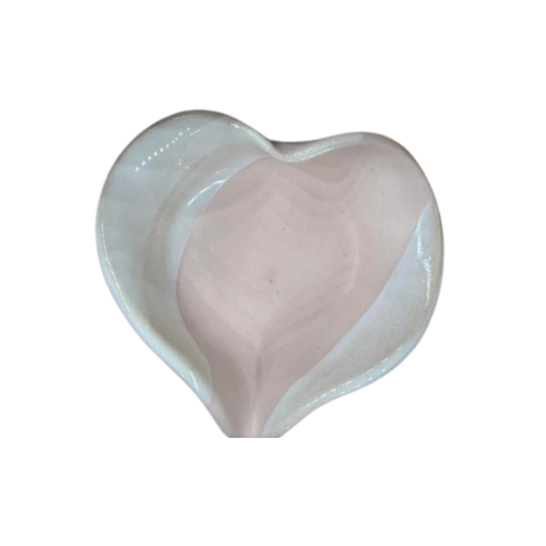 Hilborn Pottery Heart Dish with Tiny Spoon Blushing Pink
