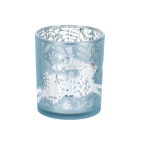 Votive Candle Holder Etched Bunny Floral