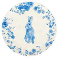 Salad Plate Floral Rabbit Blue