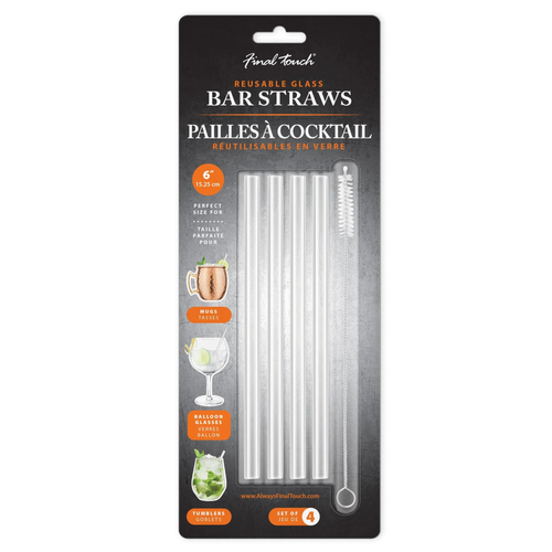 Final Touch Glass Straws Set of 4