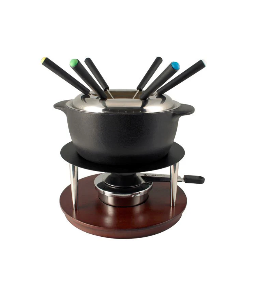 Fondue Au Fromage Suisse Lugano Par Swissmar - 9 Pièces, Noir | Caquelon Traditionnel En Fonte